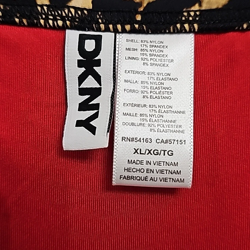 Nwt DKNY Animal Print Brown/Black 1 piece Pleated Front Detail Swimsuit - Picture 4 of 17